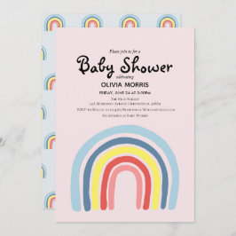 Invitación El arcoiris y el nombre de Baby Shower, Chica lind