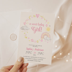 Invitación El arcoiris y las estrellas Baby Shower es un Chic