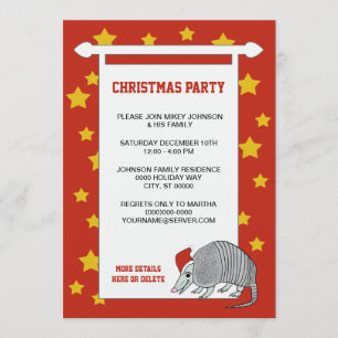 Invitación El armadillo Santa protagoniza rojo del vintage de