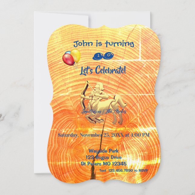 Invitación El arquero Sagittarius (22 de noviembre - 21 de di (Anverso)