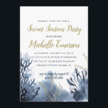 Invitación El arrecife azul | Fiesta Nautical SWEET SESENTA<br><div class="desc">La elegante invitación de cumpleaños náutica para las celebraciones de la playa incluye un ilustracion de coral de color zafiro y de color azul acuático. Personaliza con tus detalles fiestas en oro falso y azul marino clásico. La parte posterior de la tarjeta muestra una paleta de color azul coordinante. Son...</div>