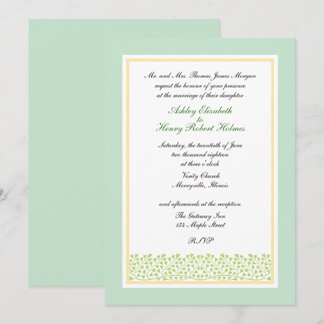 Invitación El Art Nouveau deja a un Boda de vinos (Anverso / Reverso)