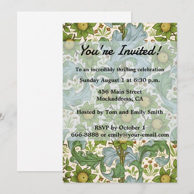 Invitación El arte de la Orchard de William Morris (Anverso / Reverso)