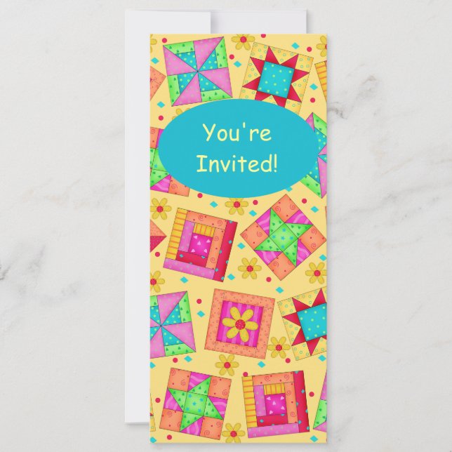 Invitación El arte de los tramos amarillos y turquesa Sunny (Anverso)