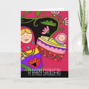 Invitación El arte folclórico ucraniano de Matryoshka en Baby
