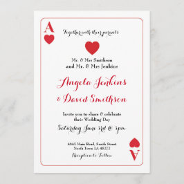 Invitación El as de la boda del fiesta del naipe de los