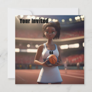 Invitación El ascenso del Chica de Netball de piel morena