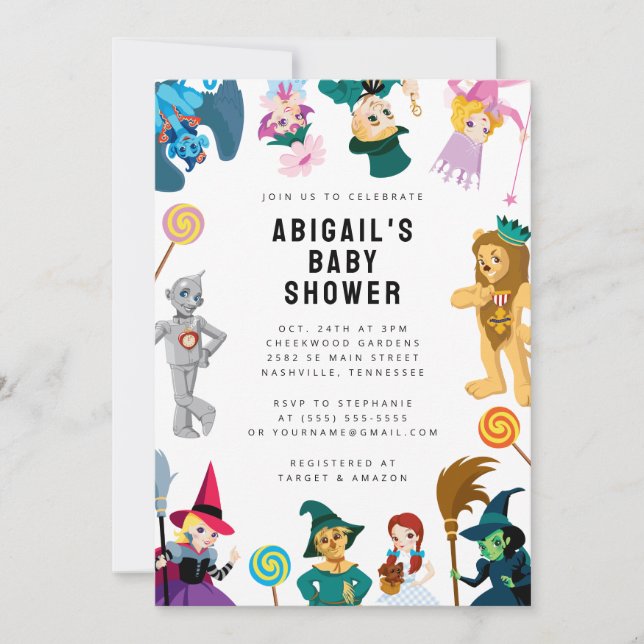 Invitación El asistente de Baby Shower de caracteres Oz (Anverso)