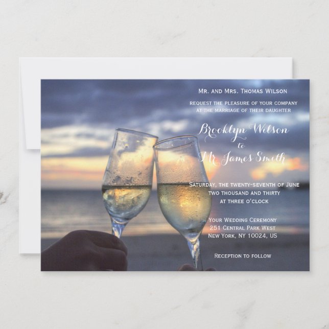 Invitación El Atardecer En La Boda De La Playa (Anverso)