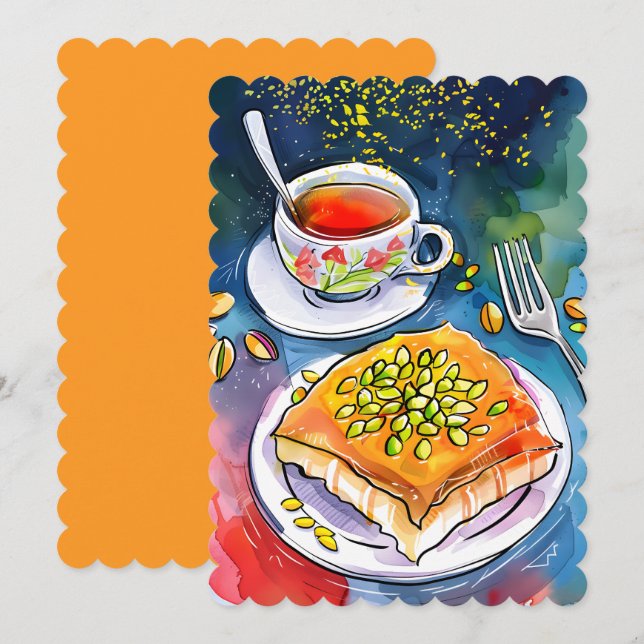 Invitación El auténtico postre de Kunafa Nablus ك ن・ف・. (Anverso / Reverso)