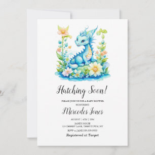 Invitación El azote floral del dragón azul pronto Baby Shower