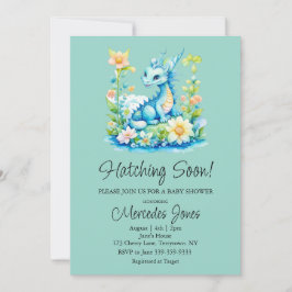 Invitación El azote floral del dragón azul pronto Baby Shower