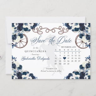 Invitación El Azul De La Marina Occidental Charro Quinceañera