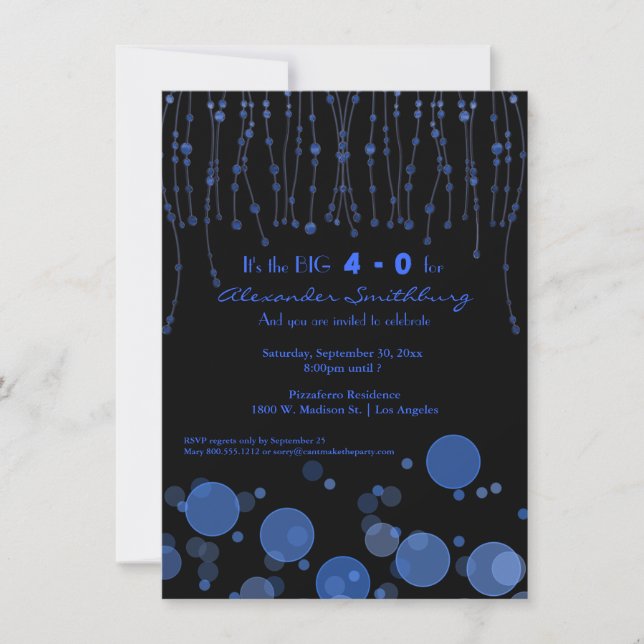 Invitación El azul elegante encadena a la fiesta de (Anverso)