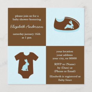 Invitación El azul equipa al muchacho Baby Shower