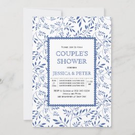 Invitación El azul índigo moderno se duchan las parejas bodas