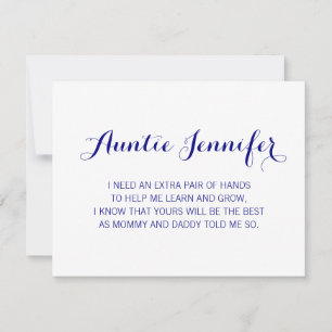 Invitación El azul marino serás mi propuesta de padrina