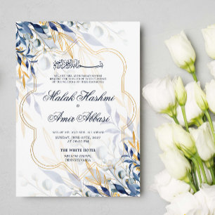 Invitación El Azul Y El Oro Dejan Al Boda Musulmán Islámico