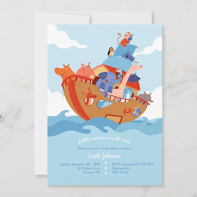 Invitación El Baby Shower árabe de Noé (Anverso)
