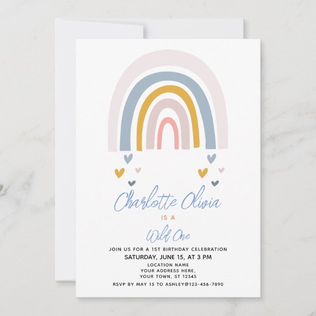 Invitación El Baby Shower arcoiris del Boho en el Naranja de  (Anverso)