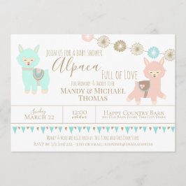 Invitación El Baby Shower de Alpaca con amor y género neutro