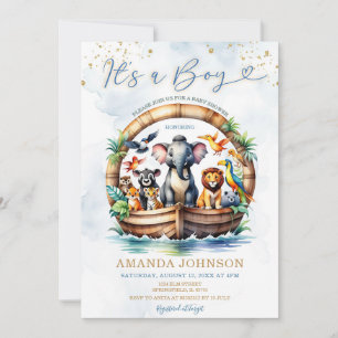 Invitación El Baby Shower de arca de un chico comido
