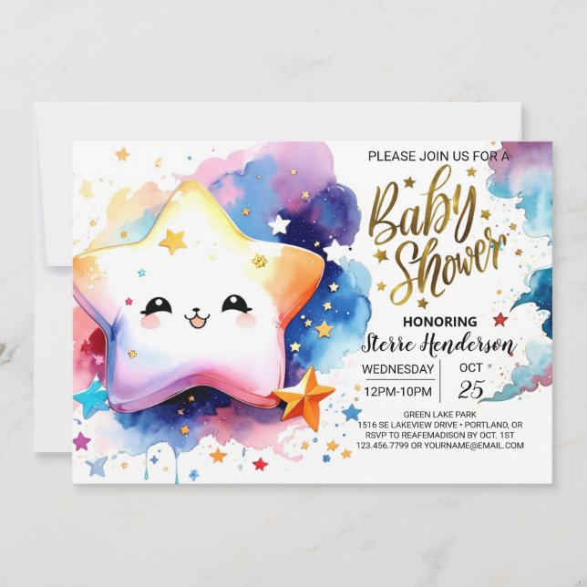 Invitación El Baby Shower de canciones de cuna del amor lunar (Anverso)