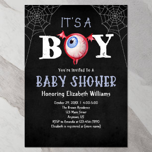 Invitación El Baby Shower de Halloween de Boy Monster