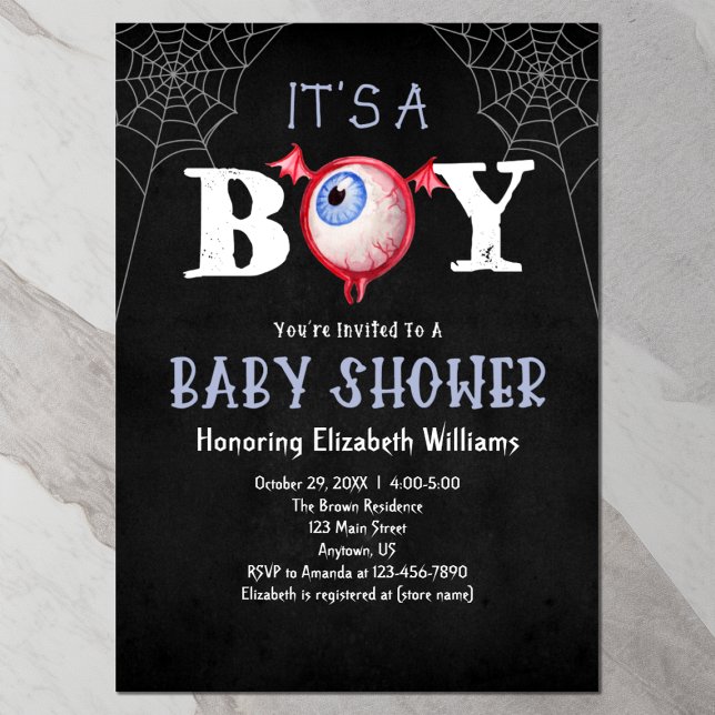 Invitación El Baby Shower de Halloween de Boy Monster (Front)