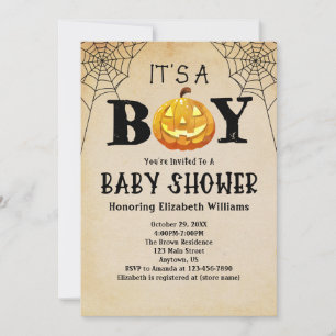 Invitación El Baby Shower de Halloween es un niño Jackolanter