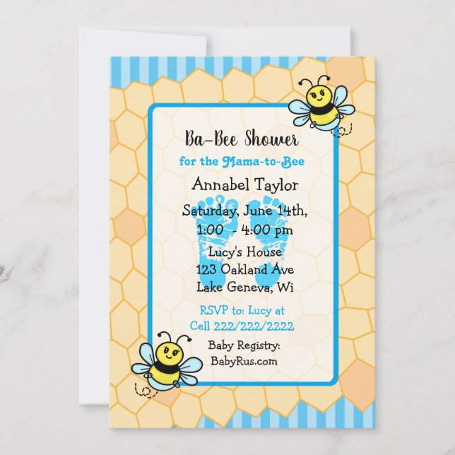Invitación El Baby Shower de Honey Bee and Honeycomb Boy (Anverso)