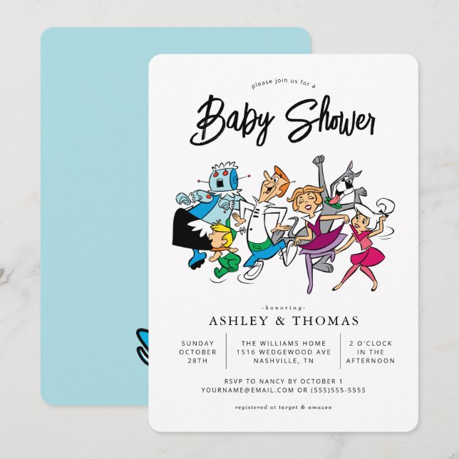 Invitación El Baby Shower de Jetsons (Anverso / Reverso)