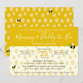 Invitación El Baby Shower de la pareja de abejas amarillas