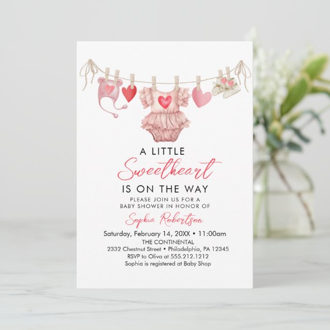 Invitación El Baby Shower de Little Squerido Valentine (Anverso de pie)