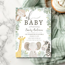 Invitación El Baby Shower de Niño Animal Safari