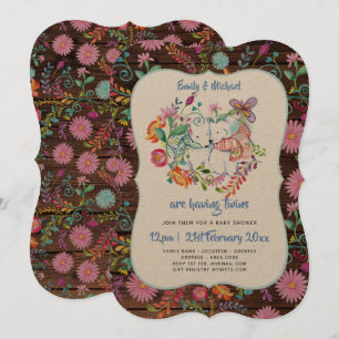 Invitación El Baby Shower de Polar Bear TWINS invita a las fl