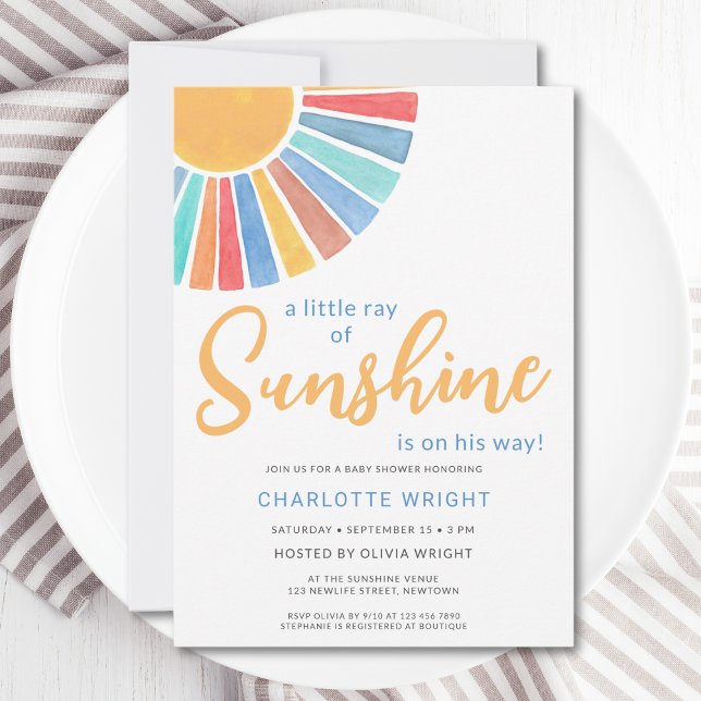 Invitación El Baby Shower de Ray Of Sunshine Boy (Subido por el creador)