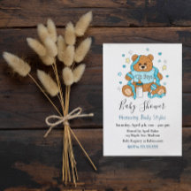 El Baby Shower de Teddy Bear de un niño azul lindo