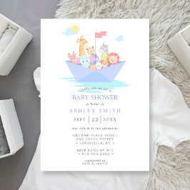Invitación El Baby Shower de un barco animal de piel de arca