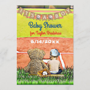 Invitación El Baby Shower de un chico con temas de béisbol