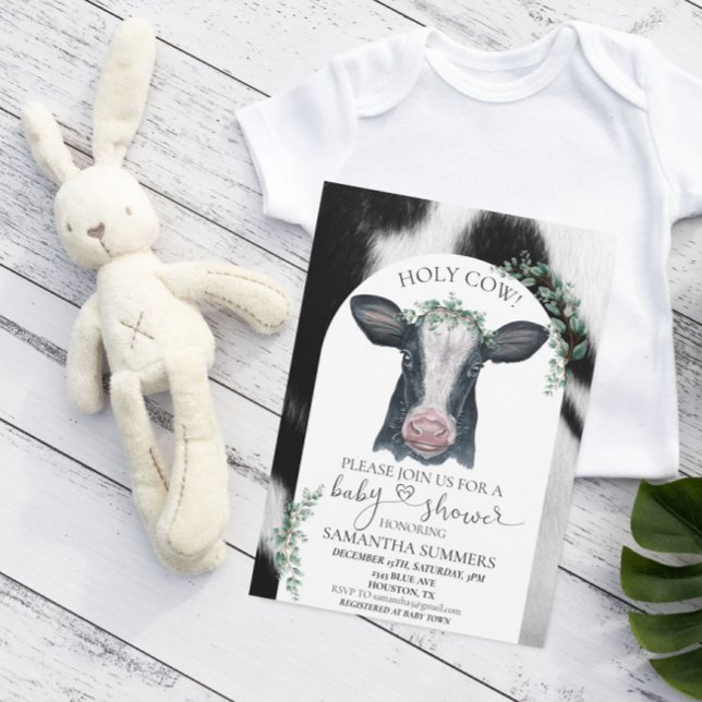 Invitación El Baby Shower de vaca sagrada localiza a Eucalypt (Subido por el creador)