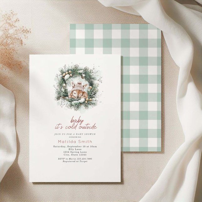 Invitación El Baby Shower de venado frío fuera de la casa (Subido por el creador)