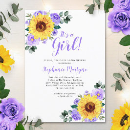 Invitación El Baby Shower Del Girasol Es Un Púrpura Chica