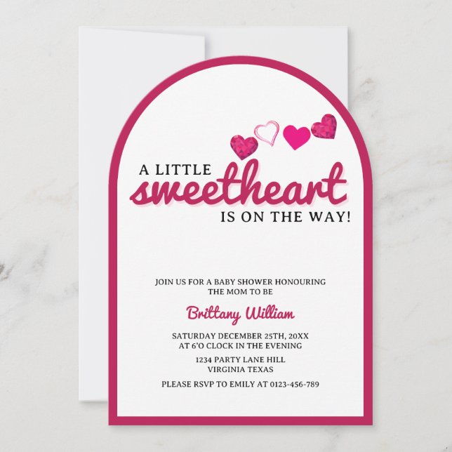 Invitación El Baby Shower del pequeño querido Arch Valentine (Anverso)