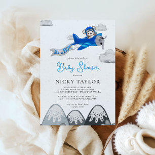 Invitación El Baby Shower invernal de un niño aviador de oso