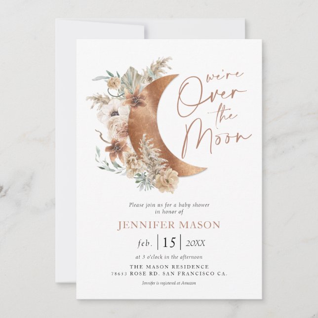 Invitación El Baby Shower neutral de género sobre el boho de  (Anverso)