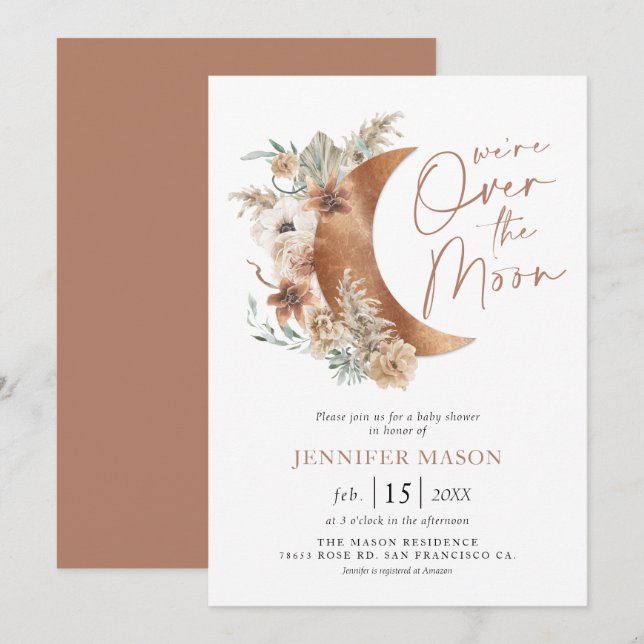 Invitación El Baby Shower neutral de género sobre el boho de  (Anverso / Reverso)