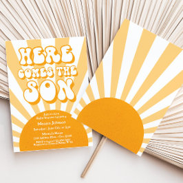 Invitación El Baby Shower Retro Sunshine llega al hijo