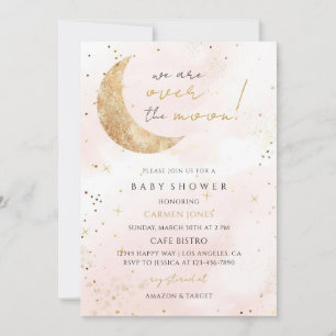 Invitación el Baby Shower Rosa Estrella de la Luna