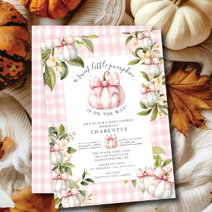Invitación El Baby Shower rosado de Gingham de Little Pumpkin
